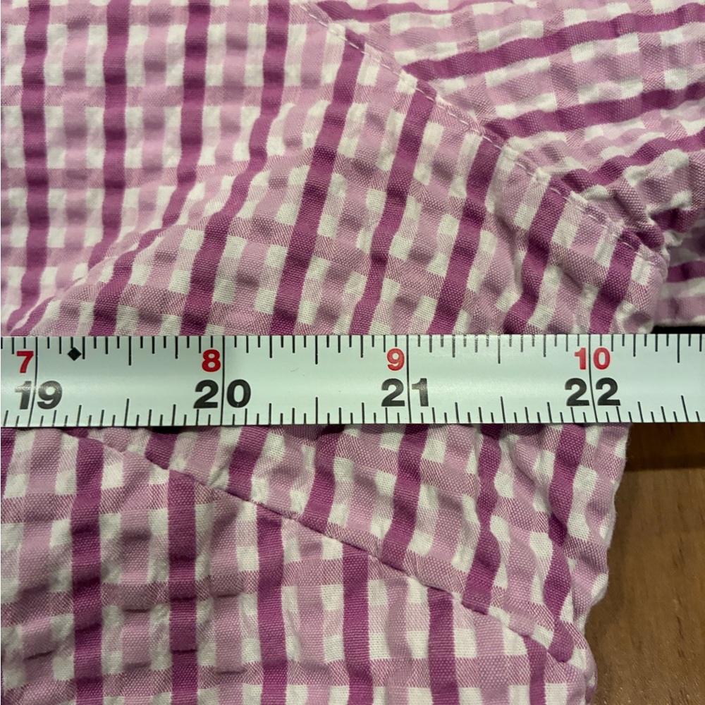 L.L. Bean Women's Purple Checkered Button Down Shirt - Picture 7 of 8